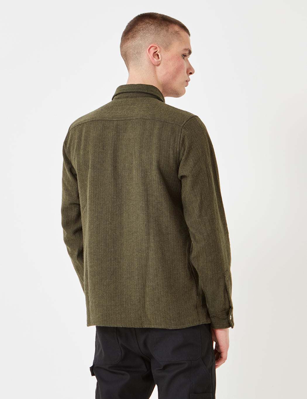 Lewisburg Herringbone Shirt - Olive Green