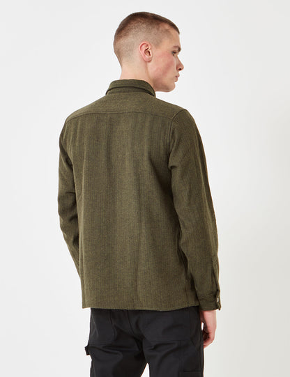 Lewisburg Herringbone Shirt - Olive Green